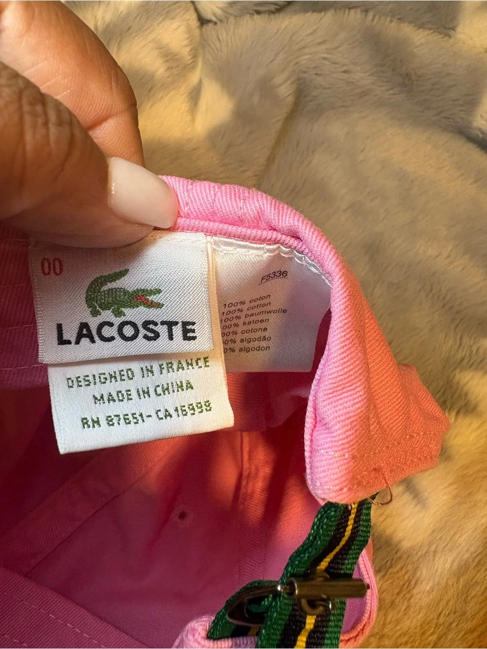 Lacoste Pink Baseball Cap with Green Logo